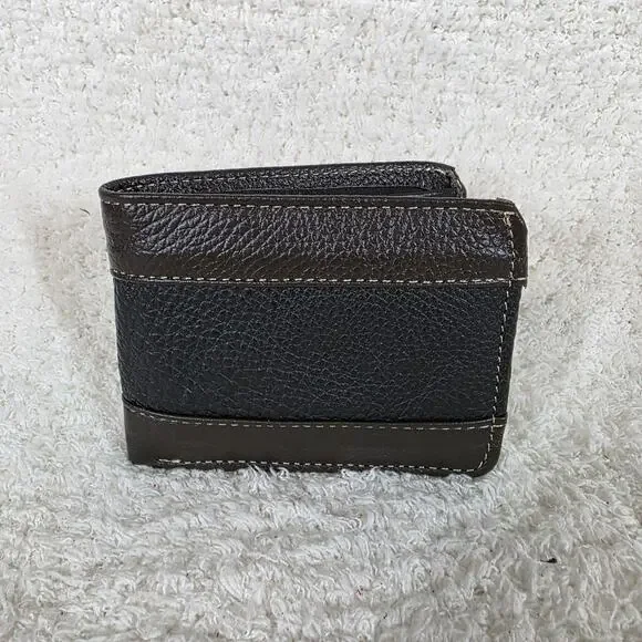 Men's Genuine Leather Bi-Fold Wallet Brown & Black Design Made in Mexico