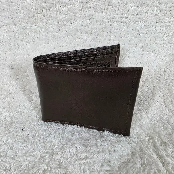 Men's Genuine Leather Bi-Fold Wallet Chocolate Brown Design Made in Mexico