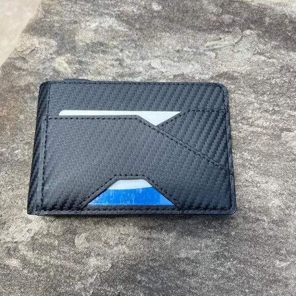Slim Leather Men's Wallet with Cash Slot, Pop-up Card Slot with ID Window