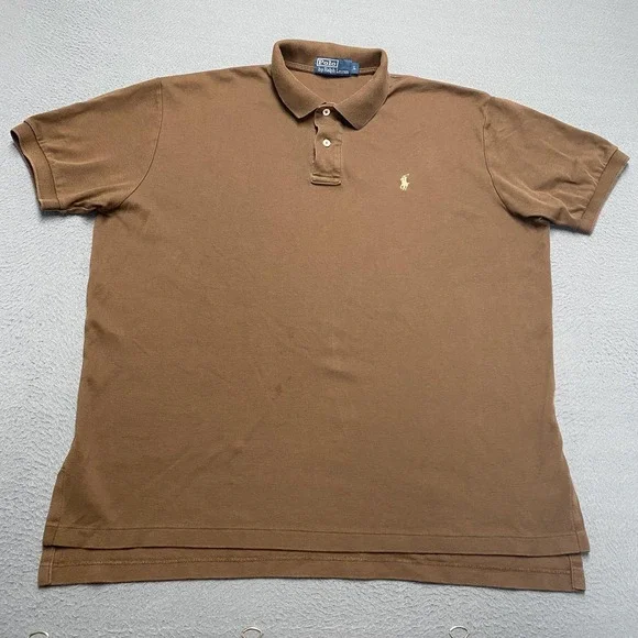 Vintage Polo Ralph Lauren Polo Shirt Mens Large Brown 100% Cotton Pony Logo