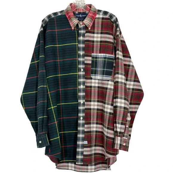 Polo Ralph Lauren “The Big Oxford” Patchwork Plaid Shirt Size L Collector-Grade