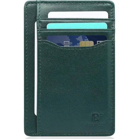 New Pomelo Best Hunter Green Genuine Leather Wallet RFID Blocking Card Holder