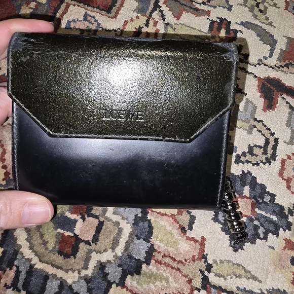 Loewe Black Leather Zip Around Wallet