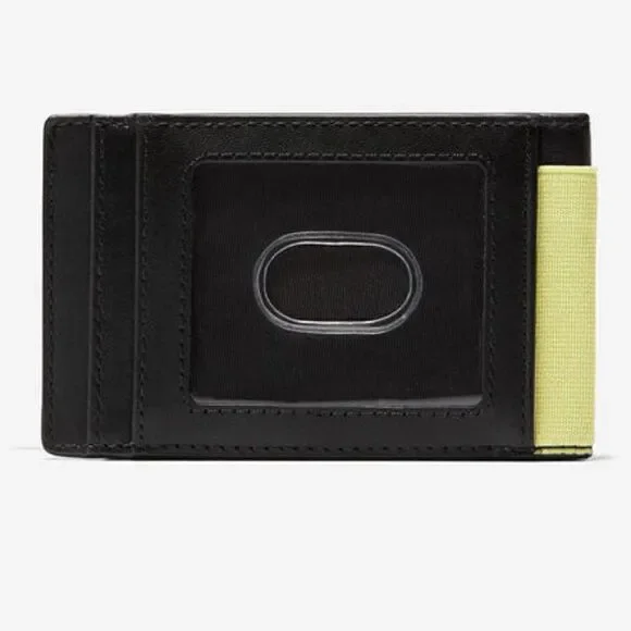 Cole Haan Black Elastic Front Pocket Leather Wallet NWT