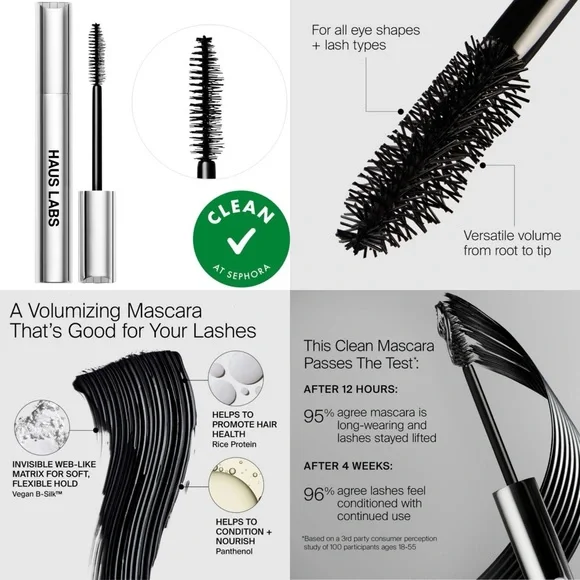 Haus Labs B Structural Volumizing + Lengthening Mascara in Onyx Black NIB