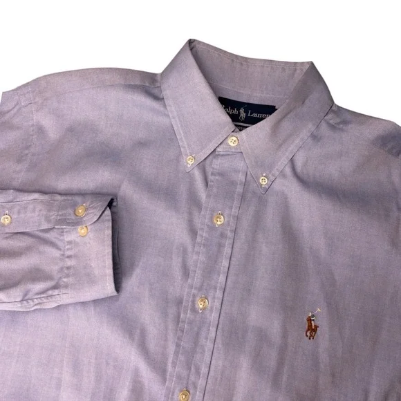 Polo Ralph Lauren Button Down‎ Shirt Mens 16.5 Blue Classic Fit Oxford L/S