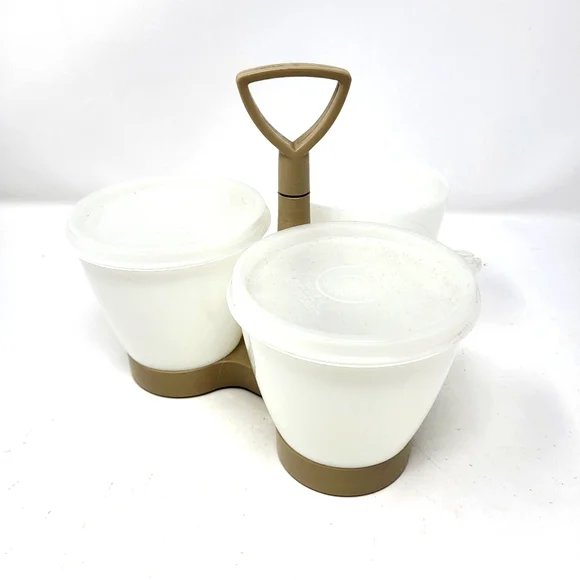 Vintage Tupperware Condiment Caddy‎ Almond