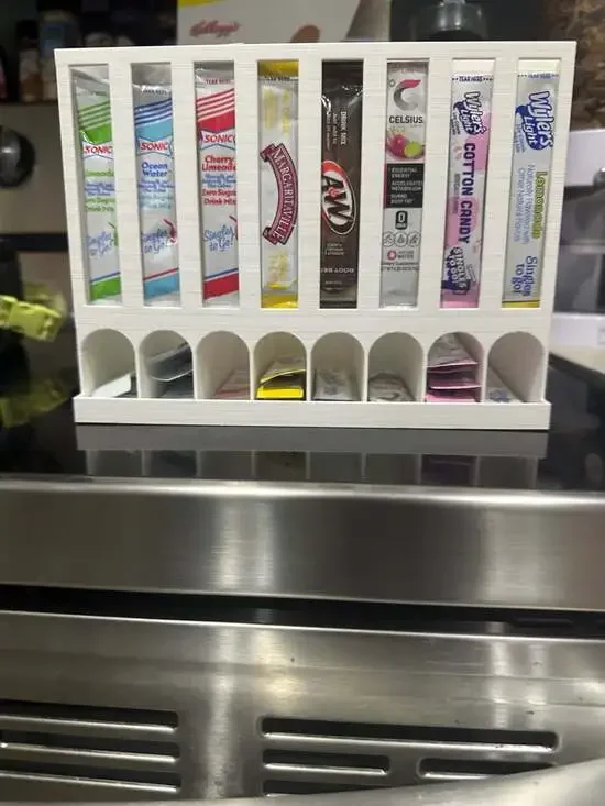 3D Printed Water Flavor Packet Organizer with 8 Storage Slots