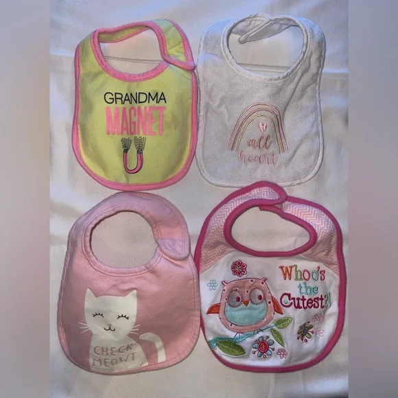Adorable baby girl Bibs~Pink, White, Yellow