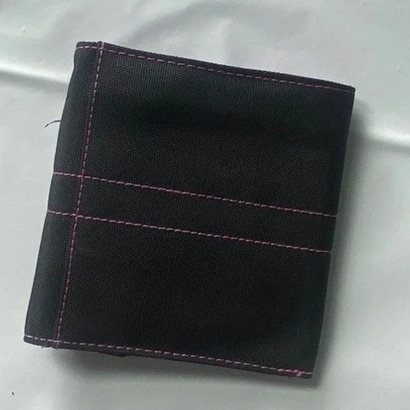 Small Black Card Holder‎ Wallet Pink Stitching
