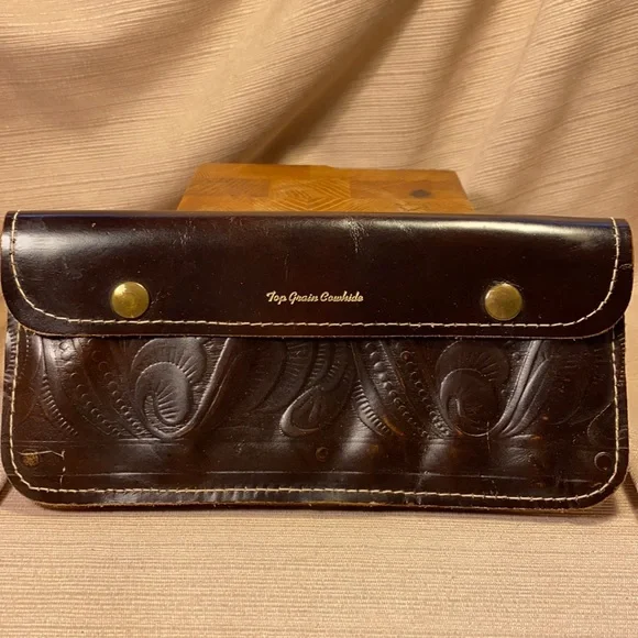 Handmade top grain cowhide long wallet