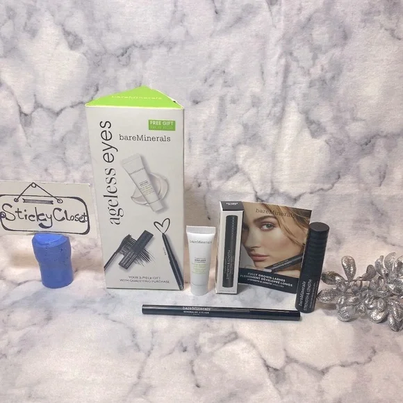 BareMinerals Ageless Eyes Set- Eye Cream, Eye Liner, Mascara-3pc-Trio BOXED-NEW