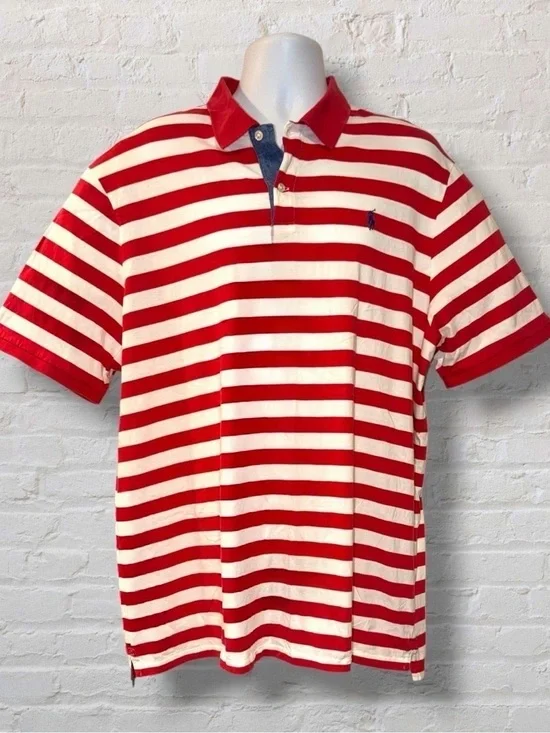 Polo Ralph Lauren Classic Fit Striped Polo Shirt XXL Red White Blue Cotton
