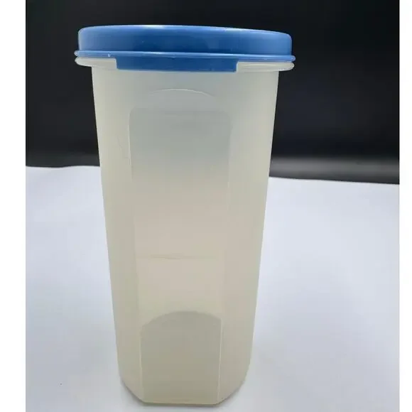 80s Vintage Tupperware 22oz Modular Mate 1641 Sheer Clear Blue Lid Retro Kitchen