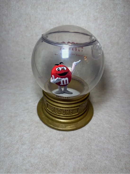 Red One Snow Globe M&M Candy Bucket AMC Exclusive Lights Up Christmas 2024