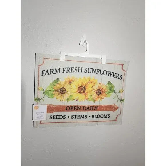 Perfect Harvest Fall Doormat Rug “Farm Fresh Sunflowers” Indoor/Outdoor 18”x24”