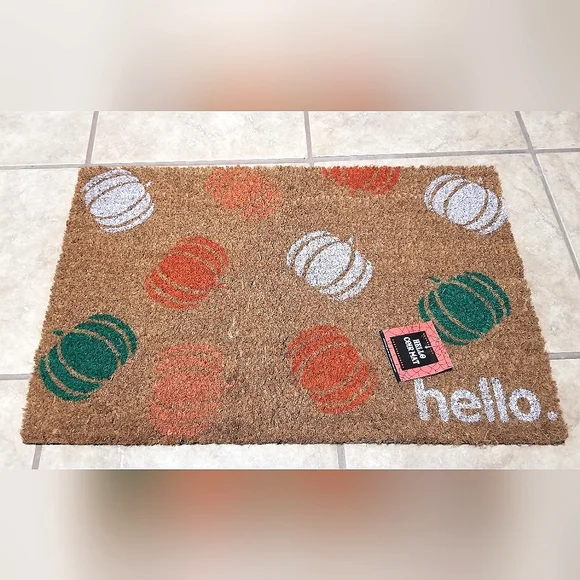 Autumn Pumpkins HELLO Coir 16 x 24 Inches Front Door Mat