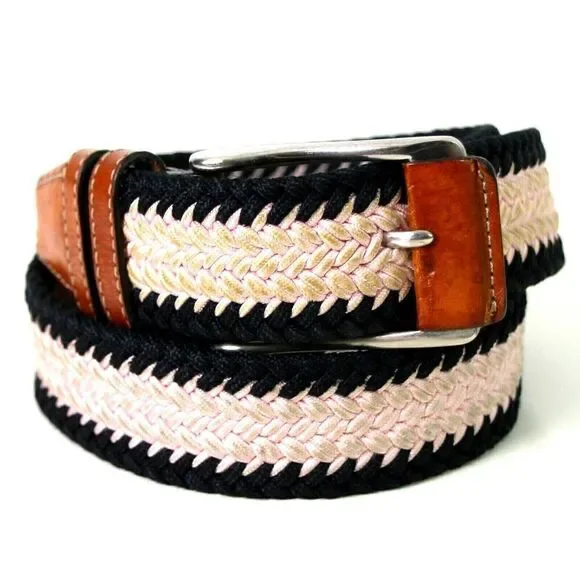 TRAFALGAR BROWN GENUINE LEATHER PINK BLACK ELASTIC GOLF CASUAL DRESS BELT 34(I41
