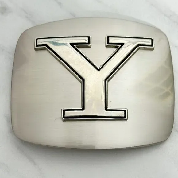 Letter Y Initial Monogram Silver Tone Belt Buckle Western ✨