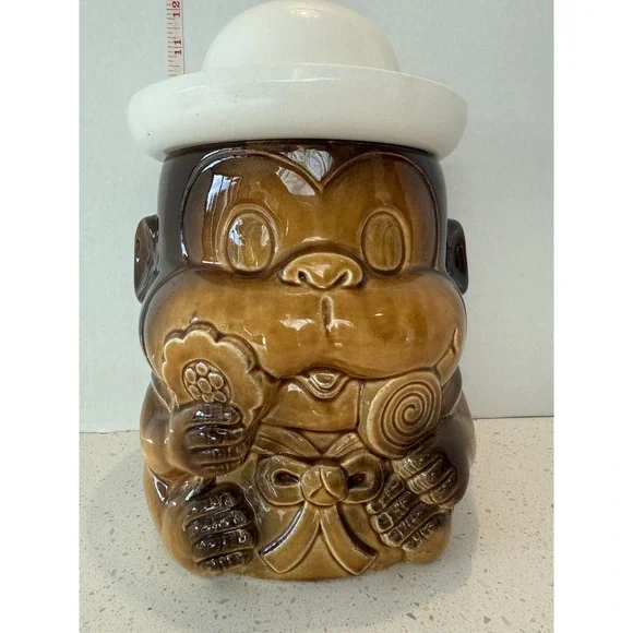 Cookie Jar Brown‎ Monkey with White Hat And Lollipop
