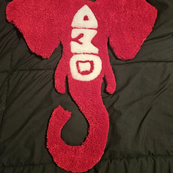 Red Elephant Patch with White Accents