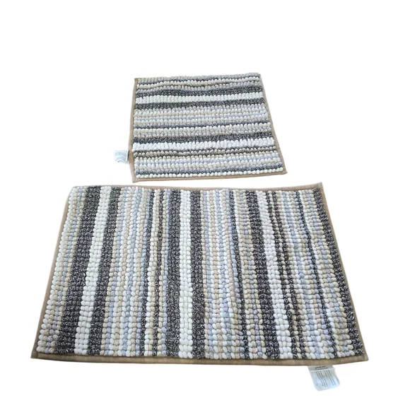 Striped Tan and Gray Home Accent Rugs