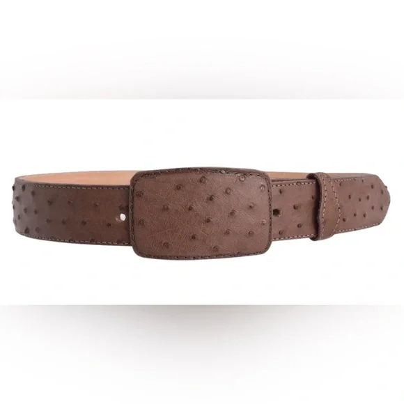 Original Genuine Ostrich Belt Square Buckle