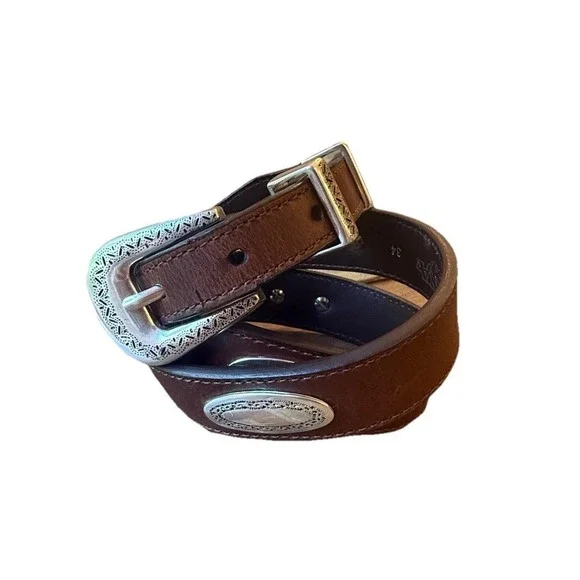 Nocona Belt Co. Men's Genuine Leather Brown Silver Buckle Concho #N2476602 Sz 34