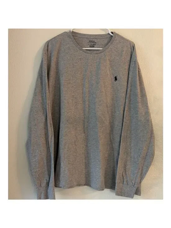 Polo Ralph Lauren Men's Long Sleeve T-Shirt Gray Pony Logo Crew Neck XL