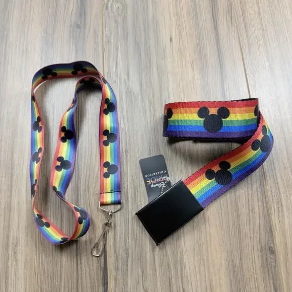 Buckle-Down Disney Pride Collection Rainbow Mickey Adjustable Web Belt Lanyard