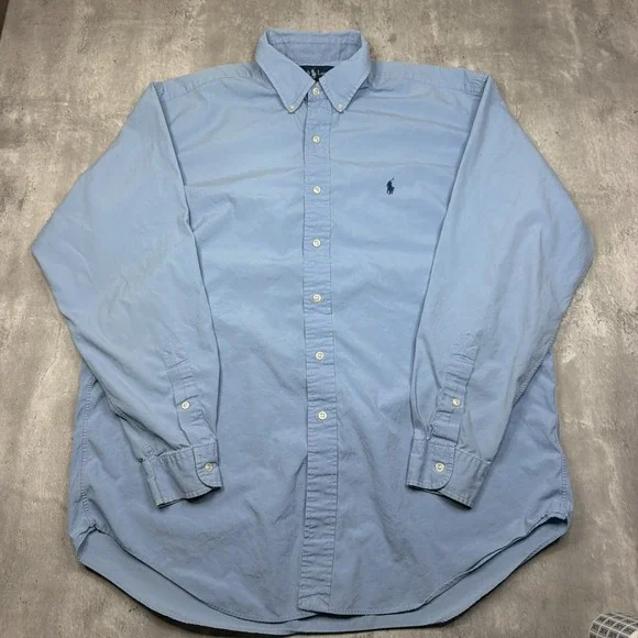 Vintage Polo Ralph Lauren Blake Shirt Mens Large L Blue Plaid Cotton 90s