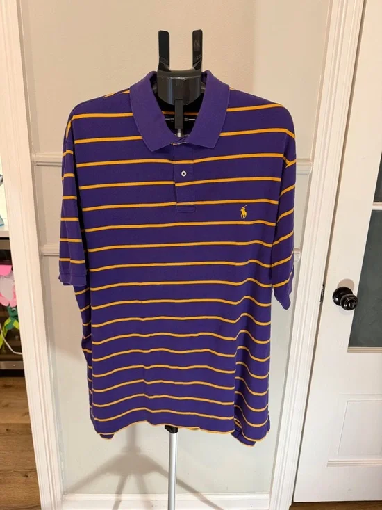 Polo by Ralph Lauren Purple and Yellow Striped Classic Polo