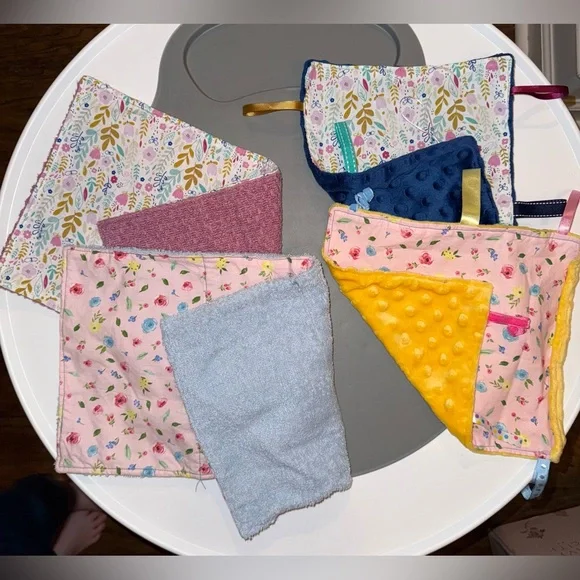 Floral and Textured Kids Burp Rag Set, Minky, Taggy