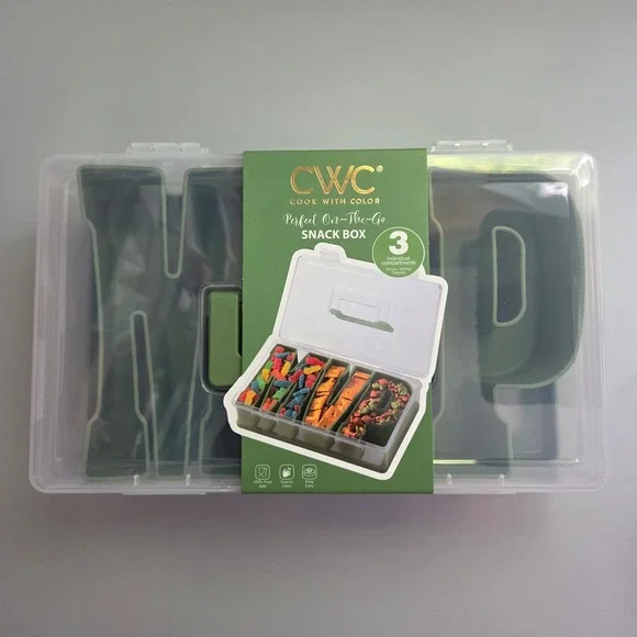 Cook With Color MVP Snack Box 3 Compartment On-The-Go Food Container Green