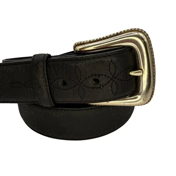 Resistol Unisex Black Leather Belt sz 50 Western Style Fits 47–51