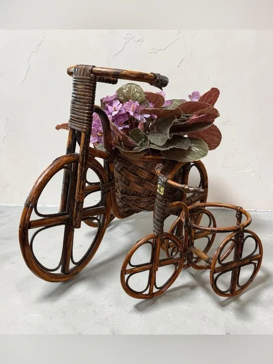 Vintage bohemian-style tricycle plant stands