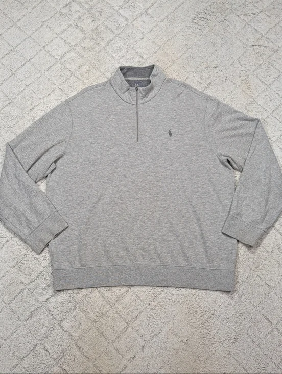 Polo Ralph Lauren Jacket Mens XL Gray Heather Luxury Jersey ¼ Zip Pullover