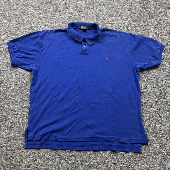 Vintage 1990s Polo Ralph Lauren Short Sleeve Blue Polo Shirt Size XL