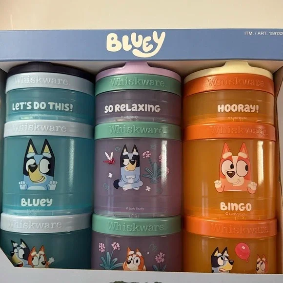 WHISKWARE-NIB. BLUEY Snack Stacks. 3Pk. BPA & Phthalate-free. Dishwasher Safe.