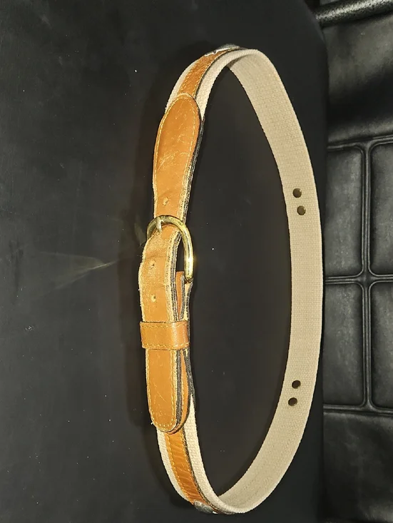 Zep-Pro Classic Tan Leather Trim Belt with Gold Buckle Size 36