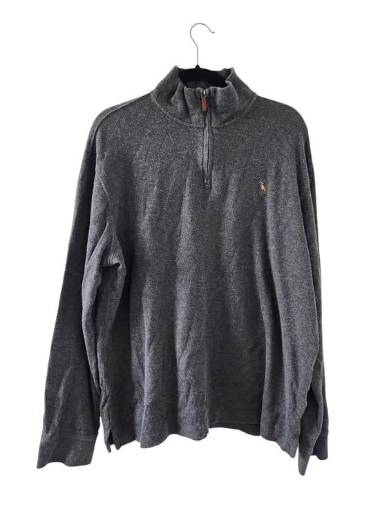Polo Ralph Lauren Gray Knit Quarter-Zip Sweater XL Estate Rib Mens Preppy Shirt