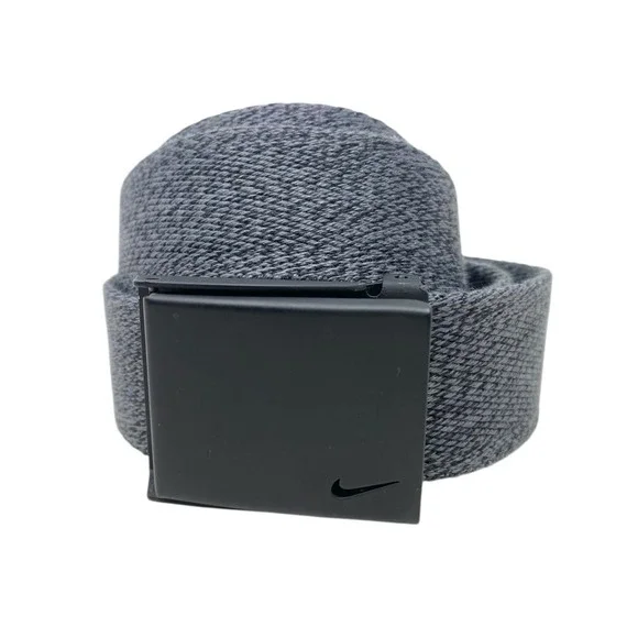 Nike Mens Black & Grey Webbed Belt One Size Adjustable Casual Golf Logo 50