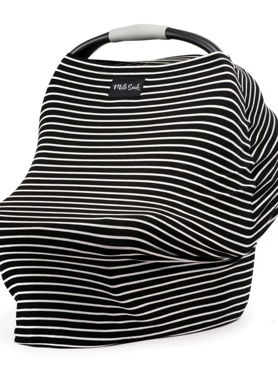 Milk Snob Black & White Striped Multi-Use Cover for baby car seat + nursing cove