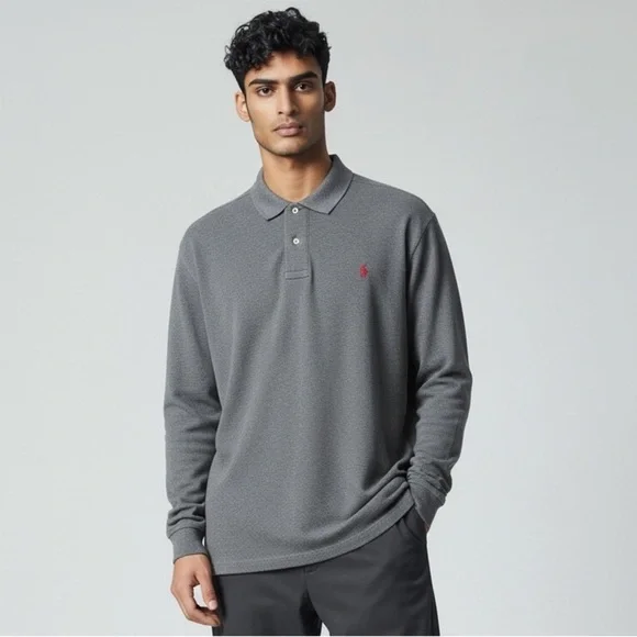 Men’s Polo Ralph Lauren long sleeve 100% cotton shirt L very good condition gray