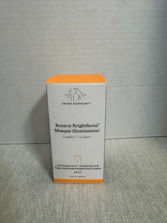Drunk Elephant Bouncy Brightfacial Masque — White with Orange Accent