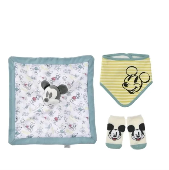 Mickey BABY GIFT 3-Piece Set O-6 Mo Blue & Yellow Disney Baby Disney Store Japan