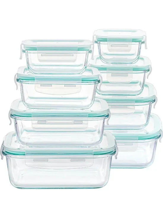 8 Pack Glass Meal Prep Containers with Airtight Lids - BPA Free, Microwave