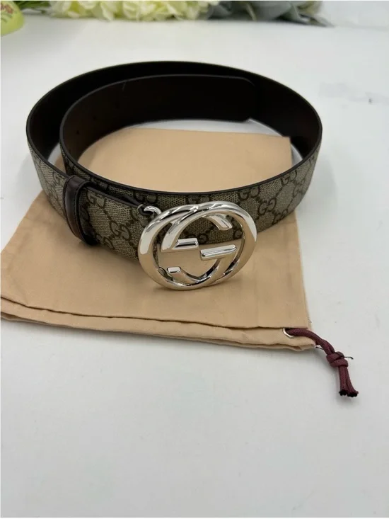 Men’s Gucci GG supreme belt interlocking G buckle size 80/32 inch made Italy