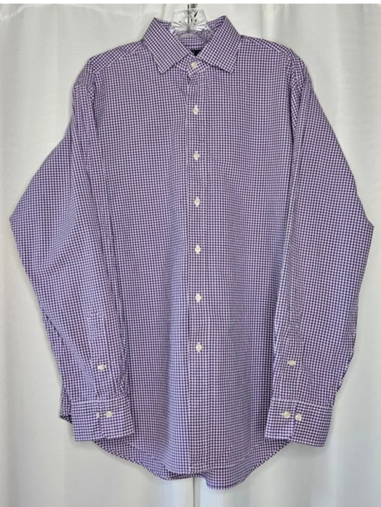 Polo Ralph Lauren Regent Classic Fit purple gingham button up long sleeve shirt