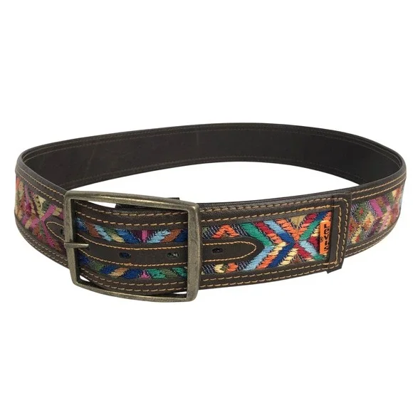 VTG LEVI'S Rare Orange Tab Embroidered Southwest Boho Belt Sz 36 Style 1240-2